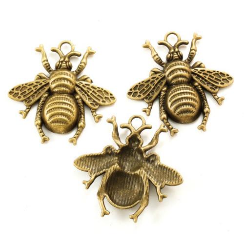 Tibetan Style Animal Pendants, Bee, plated, DIY, more colors for choice, nickel, lead & cadmium free, 45x45mm, Approx 100PCs/Bag, Sold By Bag
