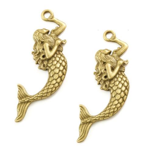 Tibetan Style Pendants, Mermaid, plated, DIY, more colors for choice, nickel, lead & cadmium free, 76x25mm, Approx 100PCs/Bag, Sold By Bag