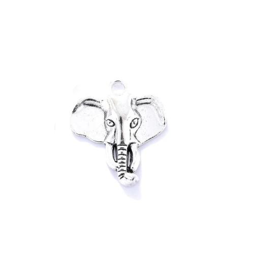 Tibetan Style Animal Pendants, Elephant, silver color plated, DIY, nickel, lead & cadmium free, 23x26mm, Approx 100PCs/Bag, Sold By Bag