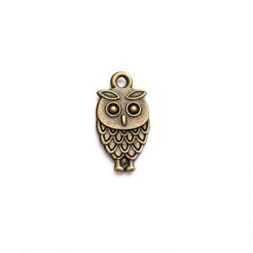 Tibetan Style Animal Pendants, Owl, plated, DIY, more colors for choice, nickel, lead & cadmium free, 18x9mm, Approx 100PCs/Bag, Sold By Bag