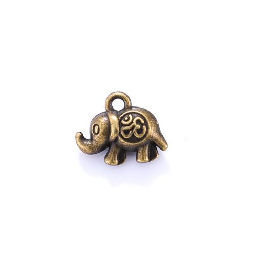 Tibetan Style Animal Pendants, Elephant, plated, DIY, more colors for choice, nickel, lead & cadmium free, 11x13mm, Approx 100PCs/Bag, Sold By Bag