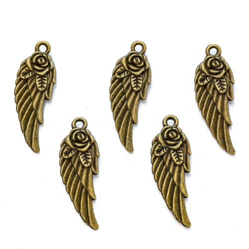 Wing Shaped Tibetan Style Pendants, plated, DIY, more colors for choice, nickel, lead & cadmium free, 30x10mm, Approx 100PCs/Bag, Sold By Bag
