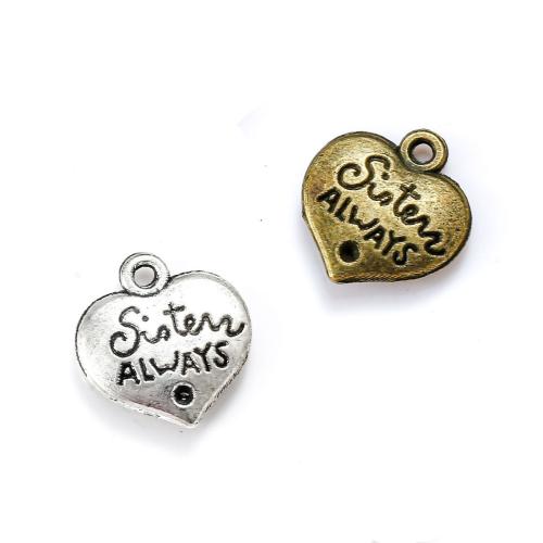 Tibetan Style Heart Pendants, plated, DIY, more colors for choice, nickel, lead & cadmium free, 16x14mm, Approx 100PCs/Bag, Sold By Bag