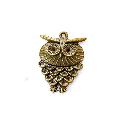 Tibetan Style Animal Pendants, Owl, plated, DIY, more colors for choice, nickel, lead & cadmium free, 32x24mm, Approx 100PCs/Bag, Sold By Bag