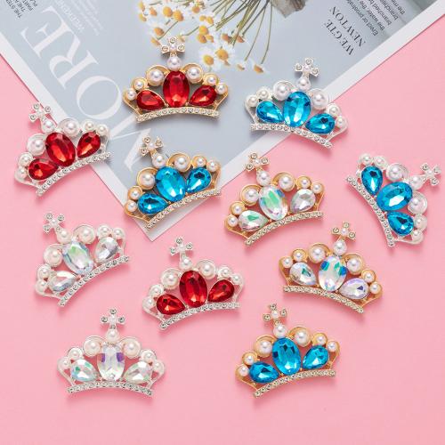 Hair Accessories DIY Findings, Tibetan Style, Crown, plated, with rhinestone, more colors for choice, nickel, lead & cadmium free, 50.10x39.60mm, Sold By PC
