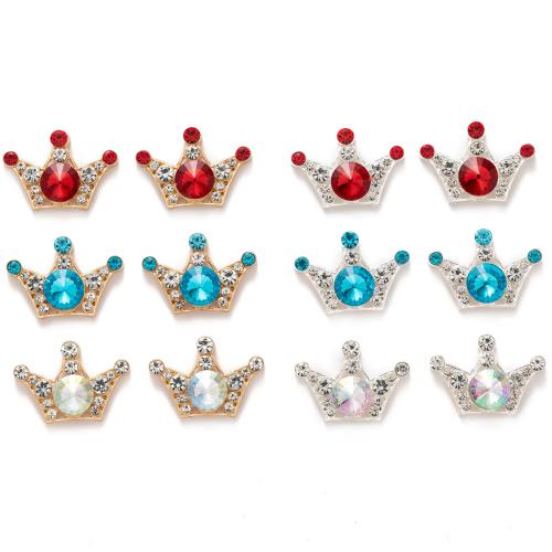 Hair Accessories DIY Findings, Tibetan Style, Crown, plated, with rhinestone, more colors for choice, nickel, lead & cadmium free, 28.30x19.10mm, Sold By PC