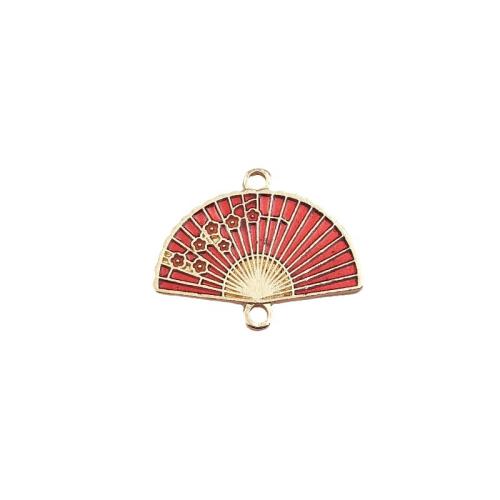 Tibetan Style Connector, Fan, gold color plated, DIY & enamel, more colors for choice, nickel, lead & cadmium free, 24x20mm, 10PCs/Bag, Sold By Bag