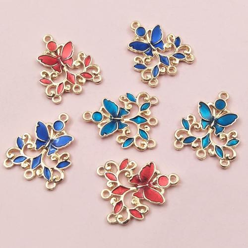 Tibetan Style Connector, Flower, gold color plated, DIY & enamel & 1/3 loop, more colors for choice, nickel, lead & cadmium free, 20x24mm, 10PCs/Bag, Sold By Bag
