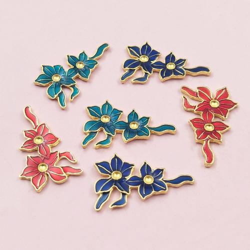 Hair Accessories DIY Findings, Tibetan Style, Flower, gold color plated, enamel, more colors for choice, nickel, lead & cadmium free, 28x18mm, 10PCs/Bag, Sold By Bag