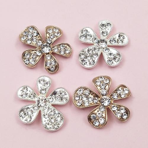 Hair Accessories DIY Findings, Tibetan Style, Flower, plated, with rhinestone, more colors for choice, nickel, lead & cadmium free, 25x26mm, 10PCs/Bag, Sold By Bag