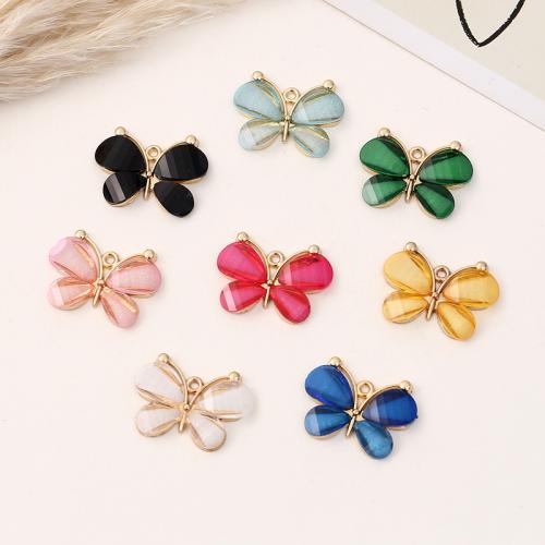 Resin Tibetan Style Pendants, with Resin, Butterfly, plated, DIY, more colors for choice, nickel, lead & cadmium free, 29x21.60mm, 10PCs/Bag, Sold By Bag