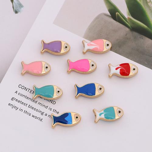 Tibetan Style Jewelry Beads, Fish, plated, DIY & enamel, more colors for choice, nickel, lead & cadmium free, 16.30x8mm, 10PCs/Bag, Sold By Bag