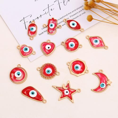 Evil Eye Connector, Tibetan Style, plated, DIY & different designs for choice & enamel, red, nickel, lead & cadmium free, 10PCs/Bag, Sold By Bag