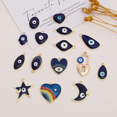 Evil Eye Connector, Tibetan Style, plated, DIY & different designs for choice & enamel, more colors for choice, nickel, lead & cadmium free, 10PCs/Bag, Sold By Bag