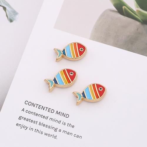 Tibetan Style Jewelry Beads, Fish, plated, DIY & enamel, more colors for choice, nickel, lead & cadmium free, 15.90x9.10mm, 10PCs/Bag, Sold By Bag