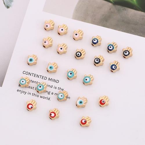 Tibetan Style Evil Eye Beads, Hand, plated, DIY & enamel, more colors for choice, nickel, lead & cadmium free, 6.90x6.50mm, 10PCs/Bag, Sold By Bag