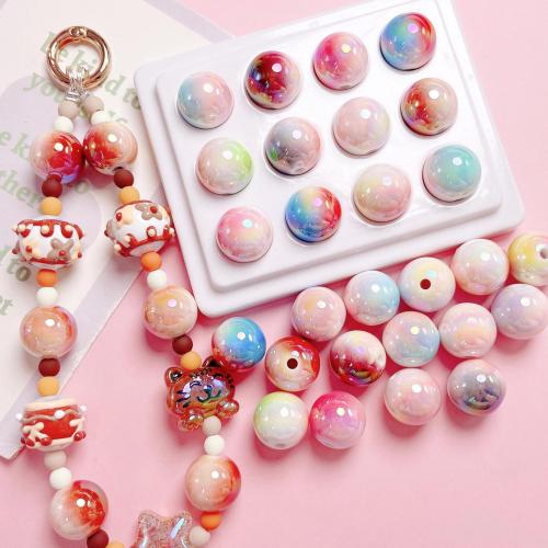 Perles  acrylique plaqué , Rond, DIY, plus de couleurs à choisir, 16mm, Trou:Environ 2.5mm, 10PC/sac, Vendu par sac