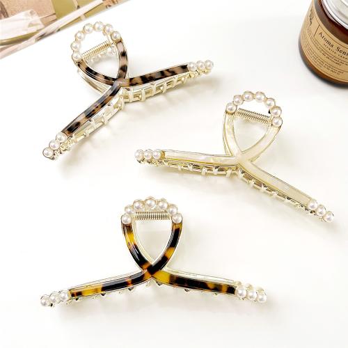 Hair Claw Clips, Acetate, with Plastic Pearl, fashion jewelry, more colors for choice, Sold By PC