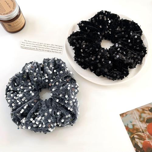Hair Scrunchies, Cloth, with Sequins, fashion jewelry, more colors for choice, Sold By PC