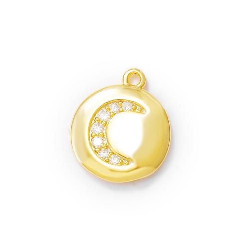 Cubic Zirconia Micro Pave Brass Pendant, real gold plated, DIY & micro pave cubic zirconia, gold, 10x12mm, Sold By PC