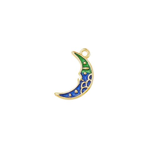 Brass Jewelry Pendants, Moon, real gold plated, DIY & enamel, golden, 3x15mm, Sold By PC