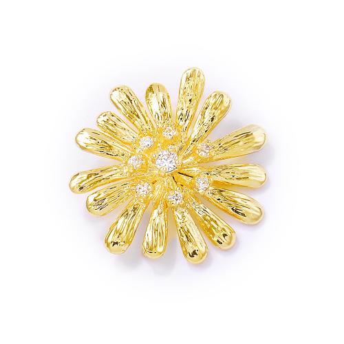 Cubic Zirconia Micro Pave Brass Pendant, petals, real gold plated, DIY & micro pave cubic zirconia, golden, 18x18mm, Sold By PC