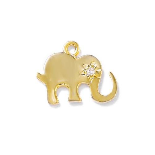 Cubic Zirconia Micro Pave Brass Pendant, Elephant, real gold plated, DIY & micro pave cubic zirconia, golden, 10x8mm, Sold By PC