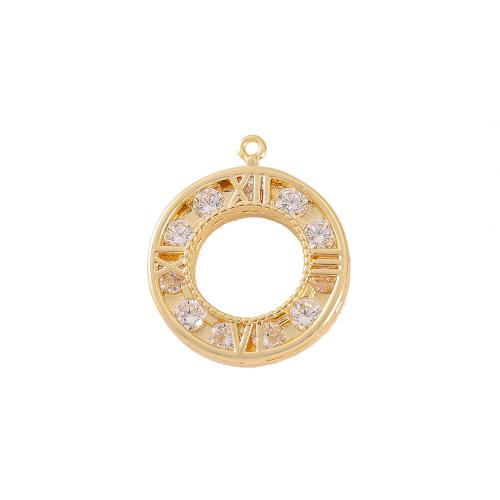 Cubic Zirconia Micro Pave Brass Pendant, real gold plated, DIY & micro pave cubic zirconia, golden, 17x20mm, Sold By PC