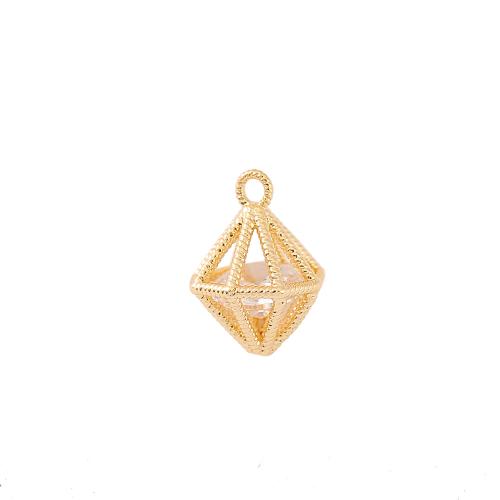Cubic Zirconia Micro Pave Brass Pendant, real gold plated, DIY & micro pave cubic zirconia, golden, 9x12mm, Sold By PC