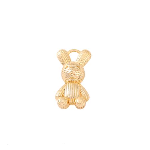 Brass Jewelry Pendants, Rabbit, real gold plated, DIY, golden, 11x22mm, Sold By PC