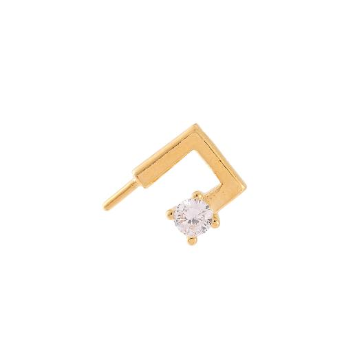 Brass Earring Stud Component, real gold plated, DIY & micro pave cubic zirconia, gold, 8x11mm, Sold By Pair