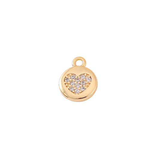 Cubic Zirconia Micro Pave Brass Pendant, real gold plated, DIY & micro pave cubic zirconia, golden, 7x9mm, Sold By PC