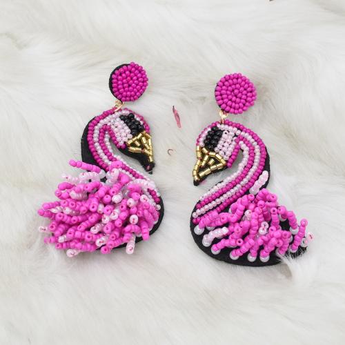 Earring Jewelry, Tibetan Style, with Seedbead, Bohemian style & for woman, pink, 5Pairs/Lot, Sold By Lot