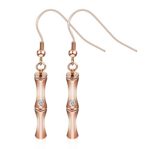 Titanium Steel  Earring, micro pave cubic zirconia & for woman, rose gold color, Sold By Pair