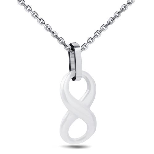 Titanium Steel Necklace, with Porcelain, plated, for woman, white, Sold By PC