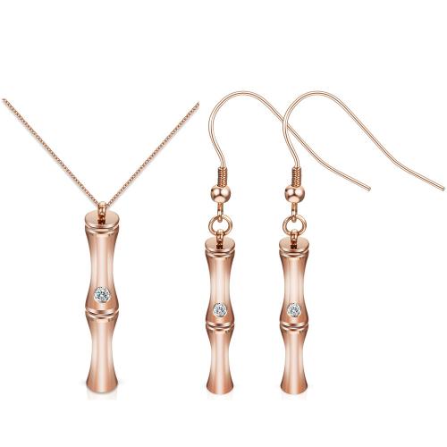 Jewelry Sets, Titanium Steel, different styles for choice & for woman & with rhinestone, rose gold color, Sold By PC