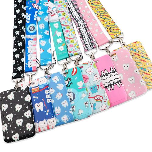 Polyester Lanyard Card Holder, with Wax Cord & ABS Plastic & Tibetan Style, multifunctional & different styles for choice & different designs for choice, more colors for choice, Sold By PC