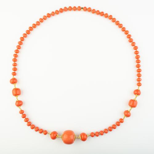Synthetische Koralle Halskette, Folk-Stil & unisex, orange, Länge:ca. 38 cm, verkauft von PC