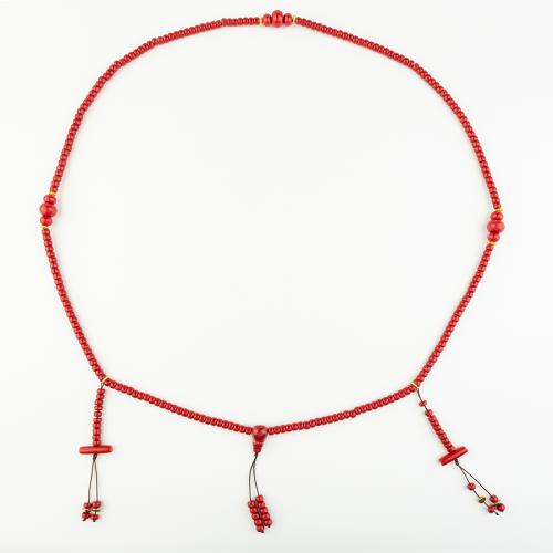 Синтетический коралл Ожерелье, Народный стиль & Мужская, красный, длина:Приблизительно 64 см, продается PC