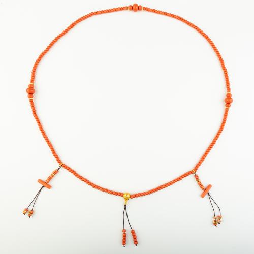 Синтетический коралл Ожерелье, Народный стиль & Мужская, оранжевый, длина:Приблизительно 60 см, продается PC