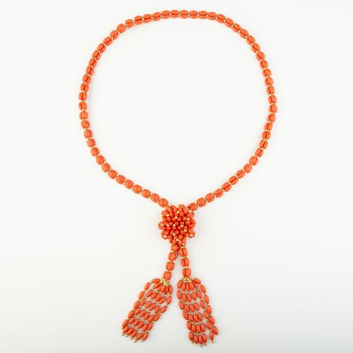 Синтетический коралл Ожерелье, Народный стиль & Мужская, оранжевый, длина:Приблизительно 49 см, продается PC