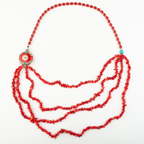 Синтетический коралл Ожерелье, Народный стиль & Мужская, красный, длина:Приблизительно 49 см, продается PC