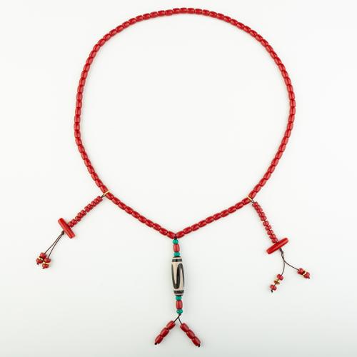 Синтетический коралл Ожерелье, Народный стиль & Мужская, красный, длина:Приблизительно 48 см, продается PC