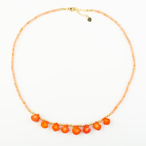 Coral Bracelet, with Brass, folk style & Unisex, orange, Length:Approx 25 cm, Sold By PC
