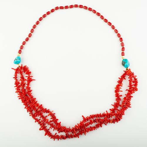 Coral sintético collar, estilo popular & unisexo, Rojo, longitud:aproximado 39 cm, Vendido por UD