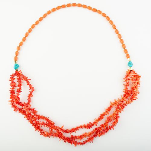 Синтетический коралл Ожерелье, Народный стиль & Мужская, длина:Приблизительно 39 см, продается PC