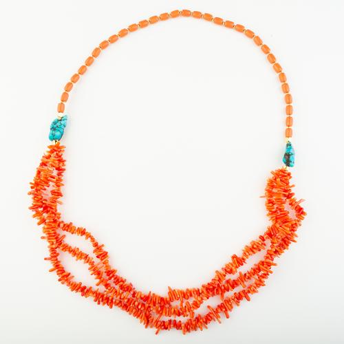 Synthetische Koralle Halskette, Folk-Stil & unisex, Länge:ca. 41 cm, verkauft von PC