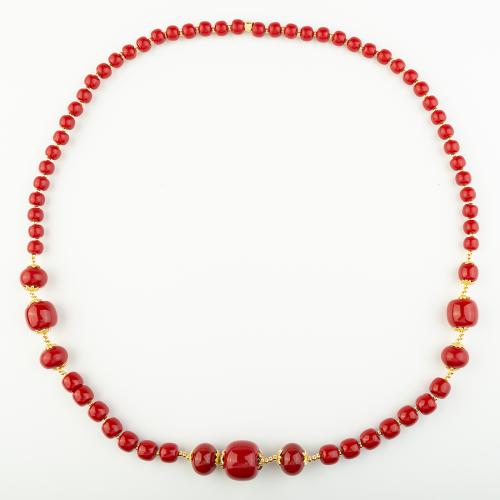 corail synthétique collier, avec laiton, style folk & unisexe, rouge, Longueur:Environ 38 cm, Vendu par PC