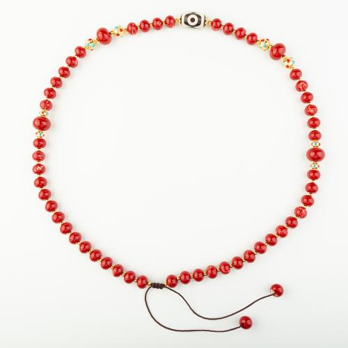 Coral sintético collar, con metal, estilo popular & unisexo, longitud:aproximado 37 cm, Vendido por UD