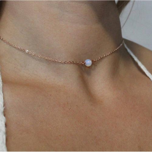 Fashion Choker Necklace, Tibetan Style, with Glass, with 10cm extender chain, fashion jewelry & for woman, more colors for choice, Length:Approx 30 cm, Sold By PC